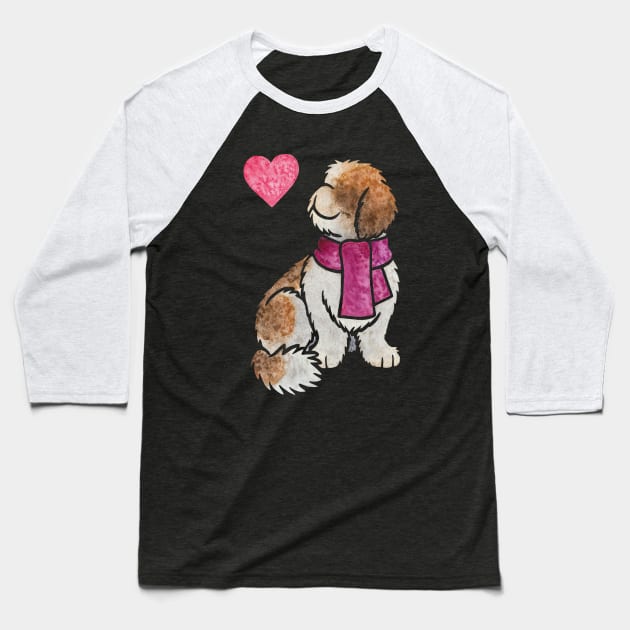 Watercolour Shih Tzu Baseball T-Shirt by animalartbyjess